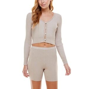 WAYF 98 Crop Cardigan in Sahara Sand Size S